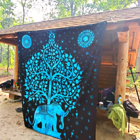 Blue Elephant Tree of Life Tapestry - Picture 5 of 6